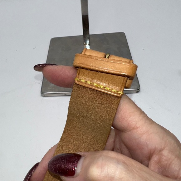 Louis Vuitton Luggage Tag Leather Tan Vintage Travel Bag Accessory - Picture 3 of 8